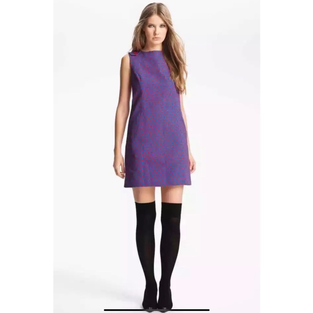Miss Wu Jason Print Geometric Faille 60s mod Shift Dress Mini